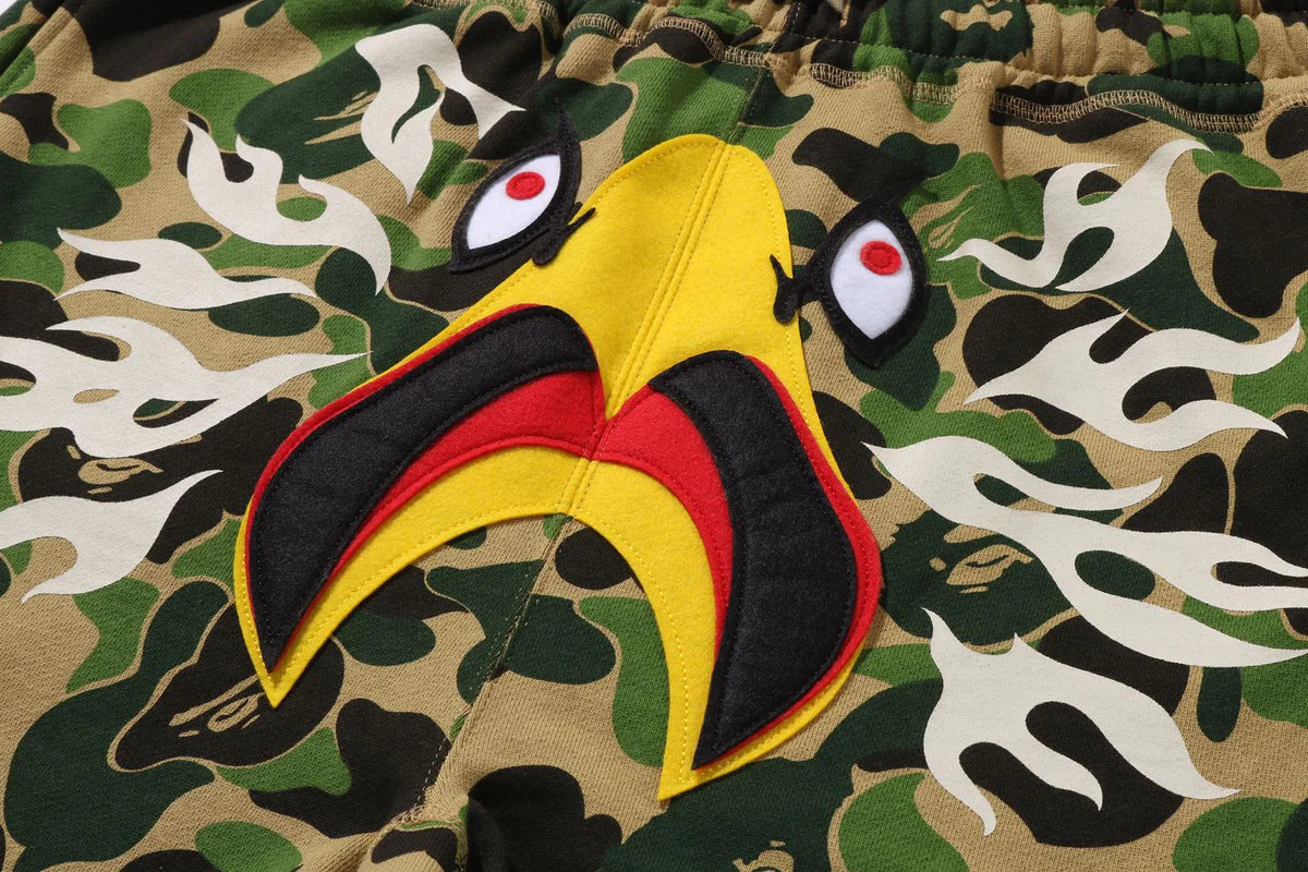 APE X READYMADE ABC CAMO EAGLE WIDE SWEAT SHORTS