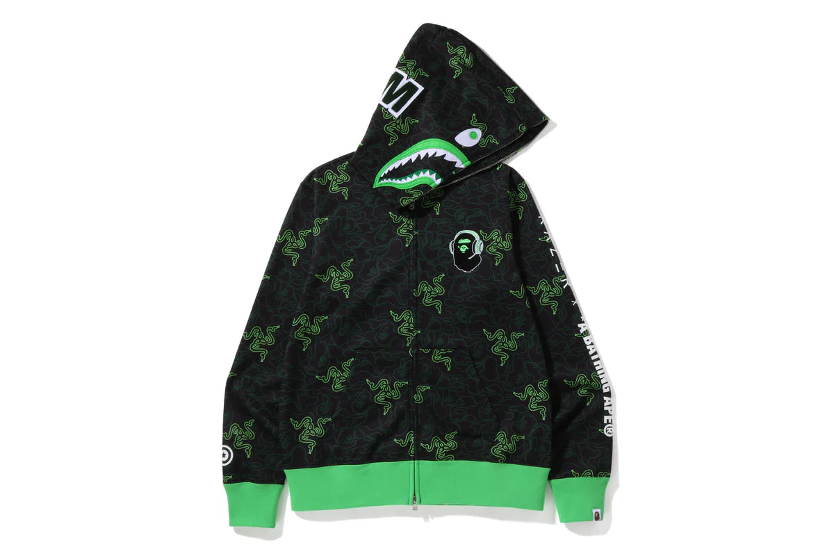 APE® X RAZER NEON CAMO SHARK FULL ZIP HOODIE