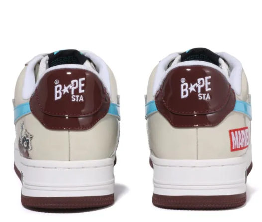 Marvel X APE STA Skateboarding Shoes Women's Low-top Beige/black/blue