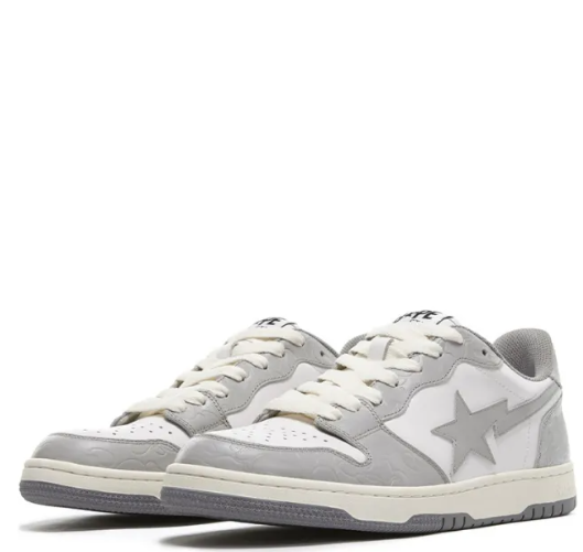 APE Stylish Skateboarding Shoes Men Low-top White/Gray