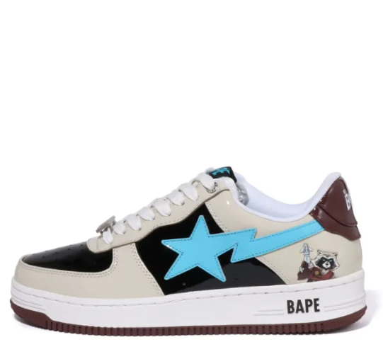Marvel X APE STA Skateboarding Shoes Women's Low-top Beige/black/blue