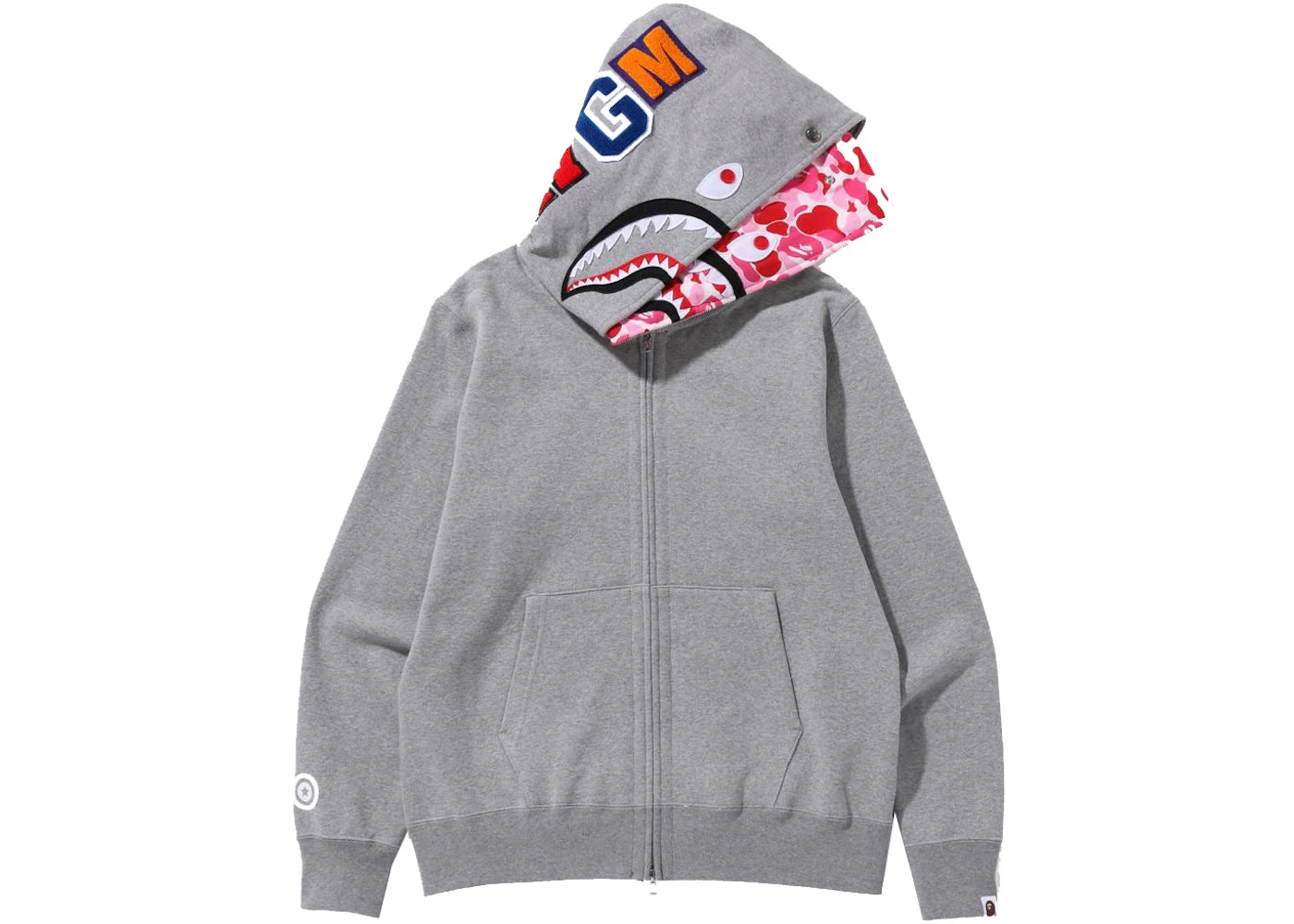 BAPE ABC Camo Shark Wide Fit Full Zip Double Hoodie Gray