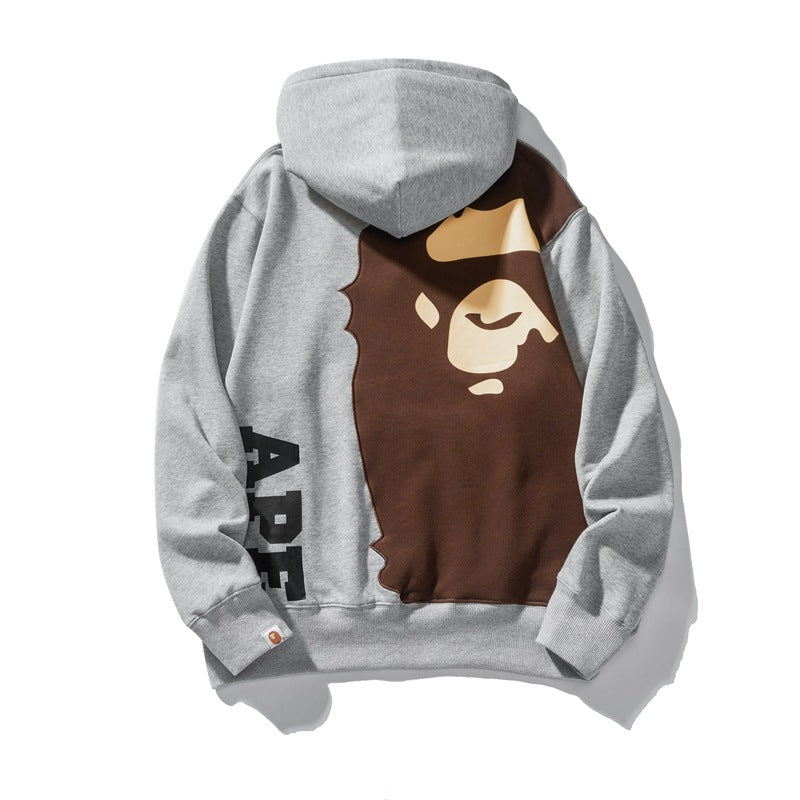 APE LOGO CHECK SHARK FULL ZIP HOODIE