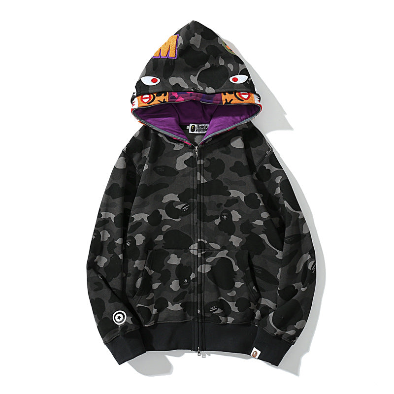 APE ABC Camo Shark Wide Fit Full Zip Double Hoodie