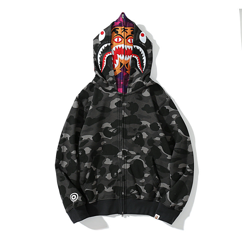 APE ABC Camo Shark Wide Fit Full Zip Double Hoodie