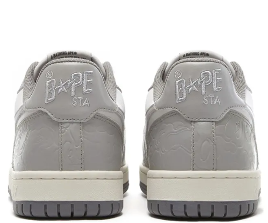 APE Stylish Skateboarding Shoes Men Low-top White/Gray