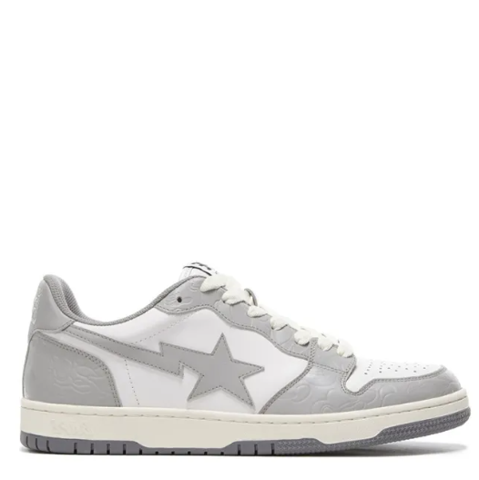 APE Stylish Skateboarding Shoes Men Low-top White/Gray