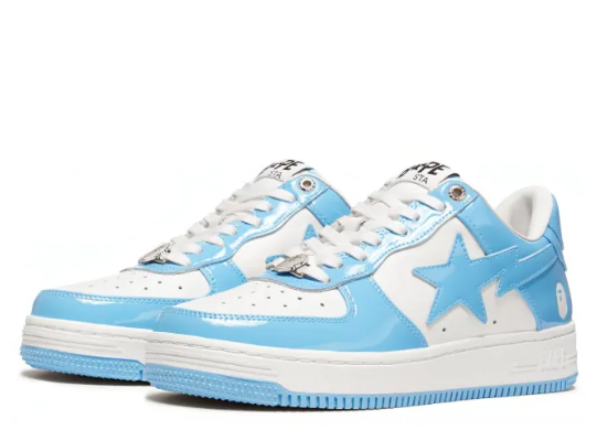 APE STA Stylish Skateboarding Shoes Men Low-top White/Blue