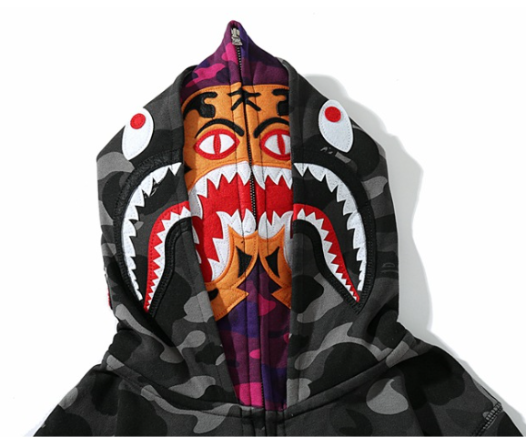 APE ABC Camo Shark Wide Fit Full Zip Double Hoodie