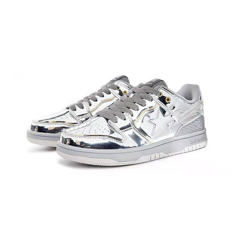 APE FOIL BAPESTA LOW SILVER Shoes
