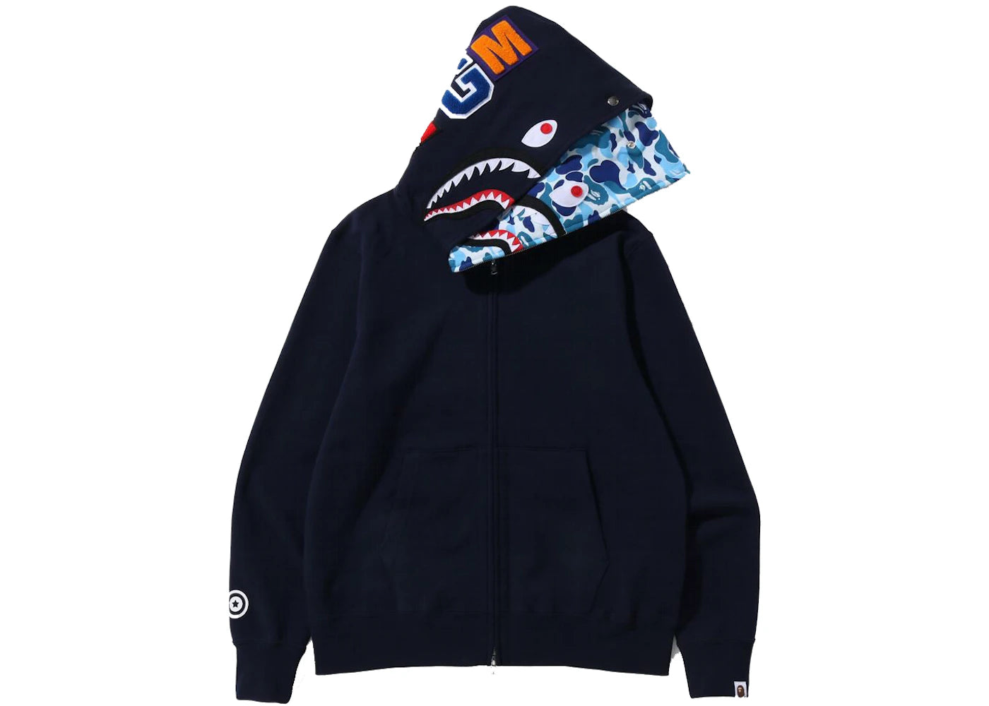 APE ABC Camo Shark Wide Fit Full Zip Double Hoodie Gray