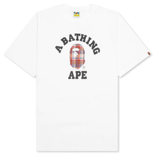 Bape Check College T-Shirt - Weiß