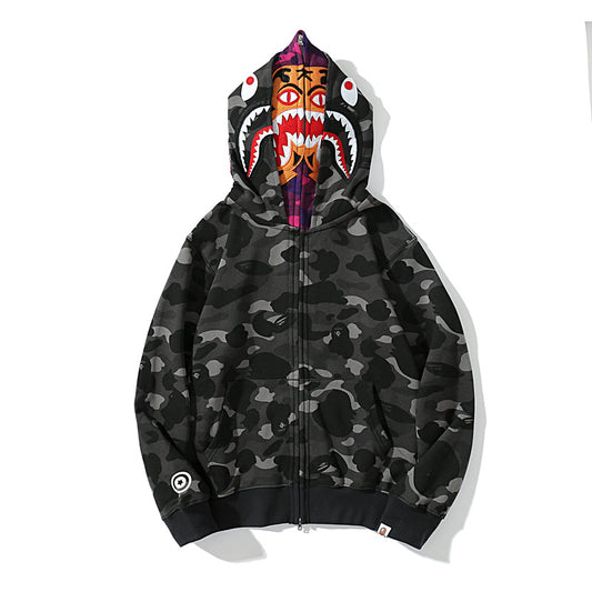 Felpa con cappuccio BAPE ABC Camo Shark Wide Fit con cerniera intera doppia