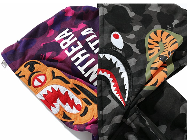 APE ABC Camo Shark Wide Fit Full Zip Double Hoodie