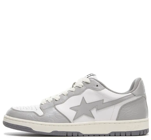 APE Stylish Skateboarding Shoes Men Low-top White/Gray